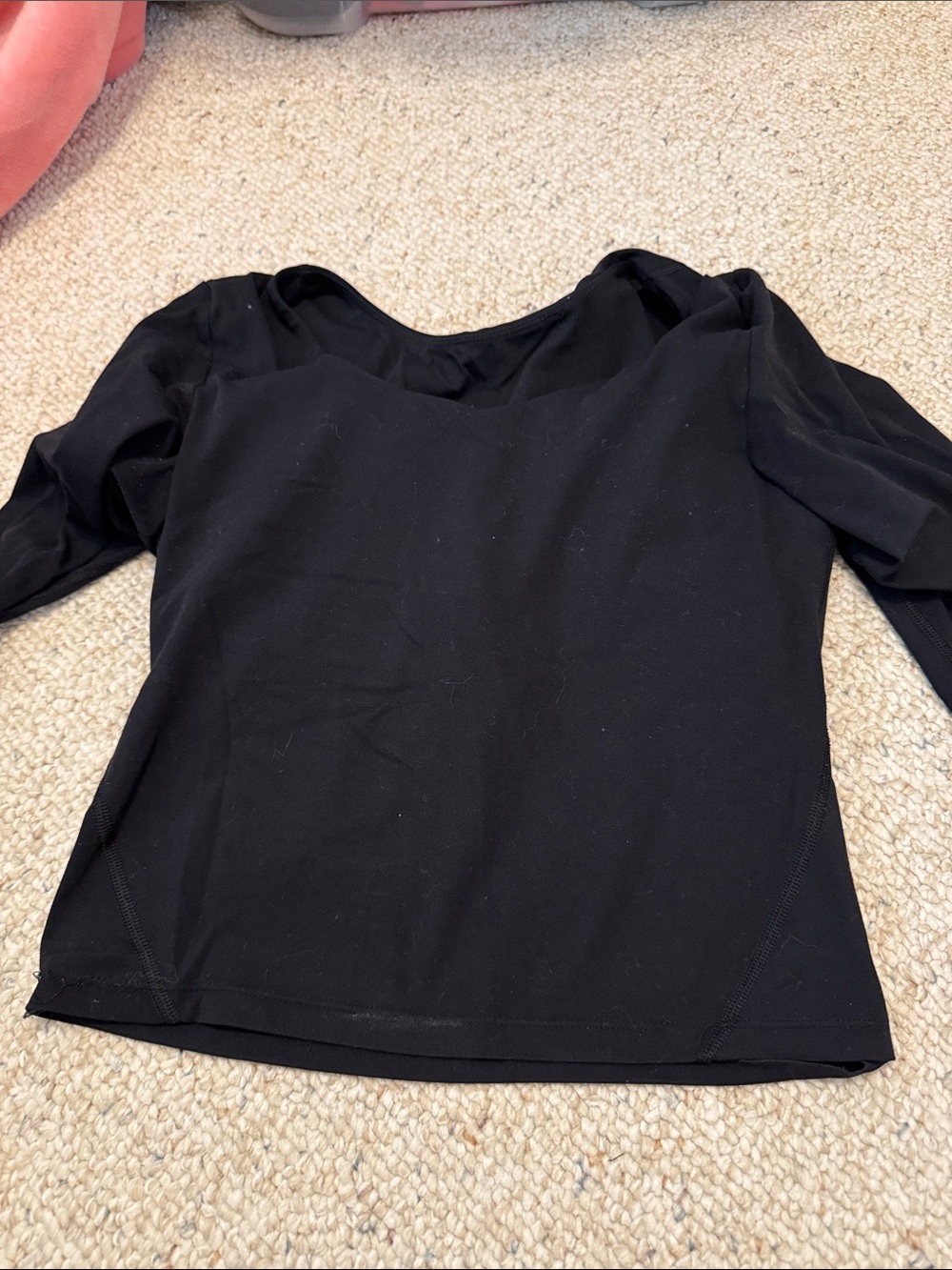Black long sleeve shirt with built in bra